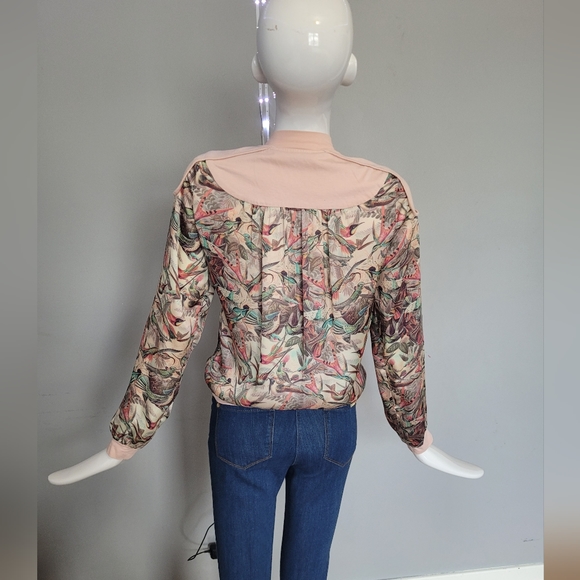 Gsus Industries Sheer Hummingbird Print Bomber, VGUC, Size S - Picture 4 of 9